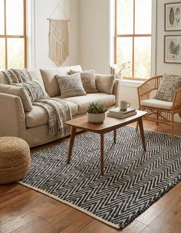4' 1 x 6' 1 Hand Woven Chindi Chevron Rug