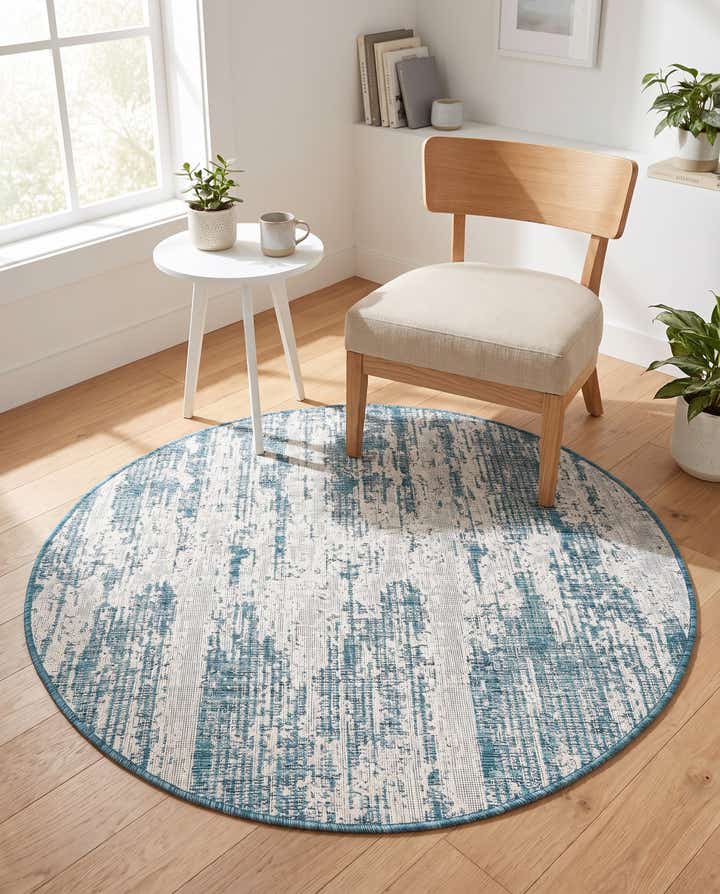 4' x 4' Easy-Clean Modern Indoor / Outdoor Round Rug
