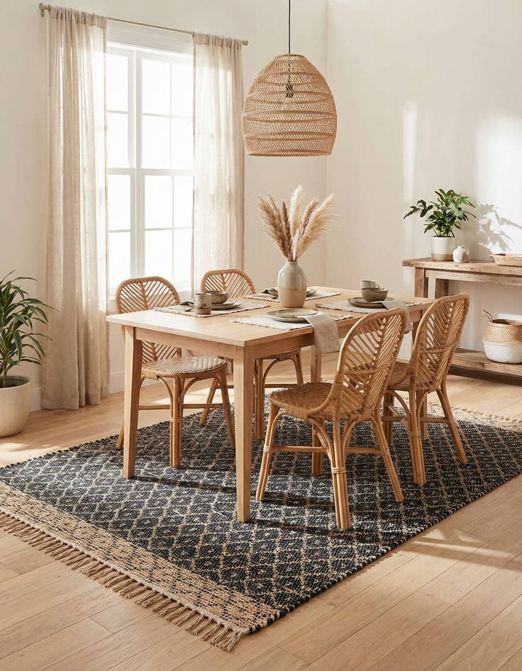 Detail image of  6' 1 x 9'  Hand Woven Chindi Trellis Rug