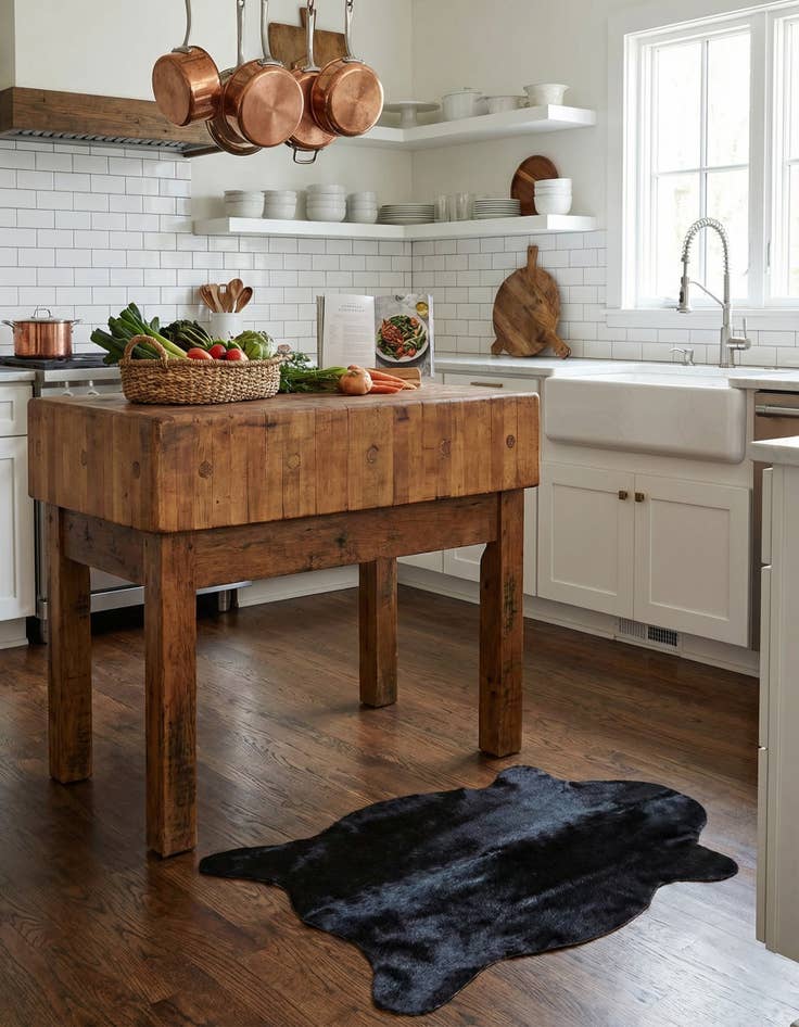 Detail image of 2' 1 x 2' 10 Cowhide Leather Rug