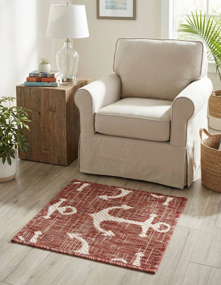 Detail image of 1' 4 x 1' 4  Washable Coastal Indoor / Outdoor Sample Rug