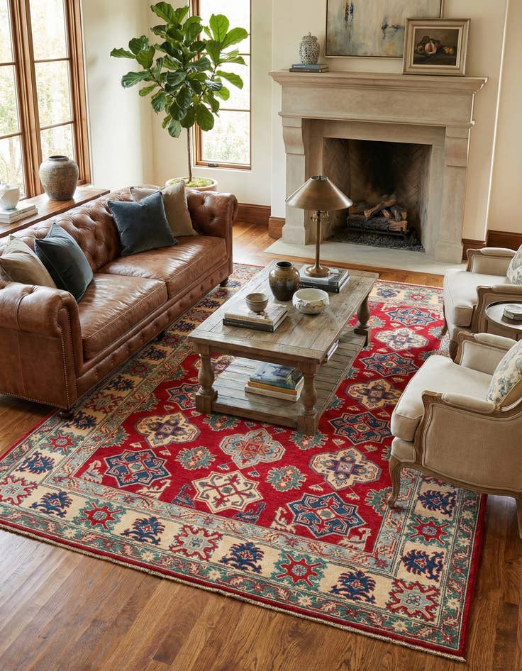 Detail image of 6' 7 x 9' 9  Hand Knotted Kazak Rug