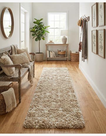 Light Brown Moroccan Trellis Shag Runner Rug