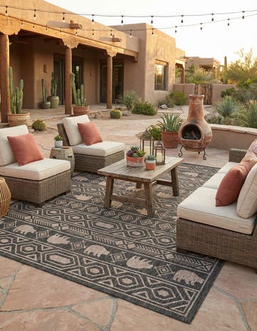 9' x 12' Easy-Clean Southwestern Indoor / Outdoor Rug