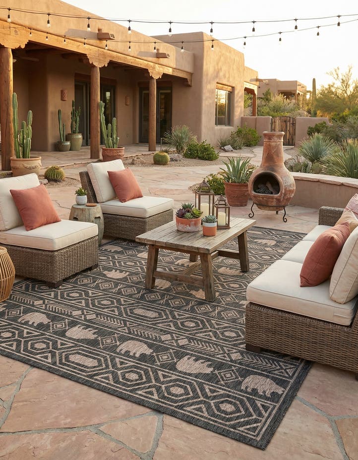 9' x 12' Easy-Clean Southwestern Indoor / O...