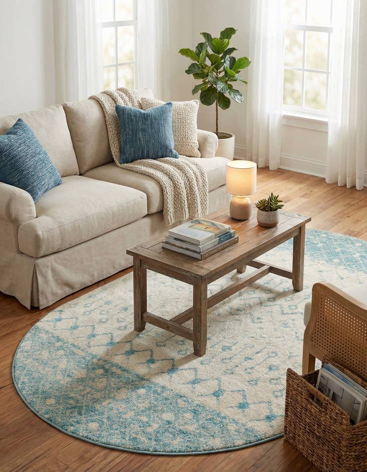 Detail image of  5' 3 x 8' Moroccan Trellis Oval Rug