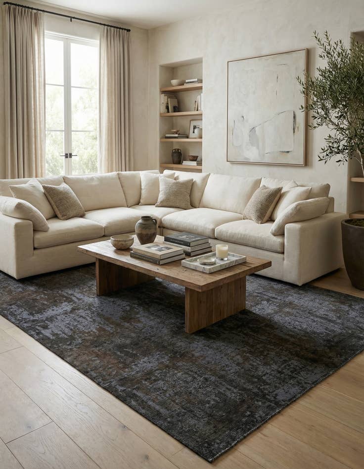 Detail image of 5' 9 x 9'  Hand Knotted Ultra Vintage Persian Wool Rug