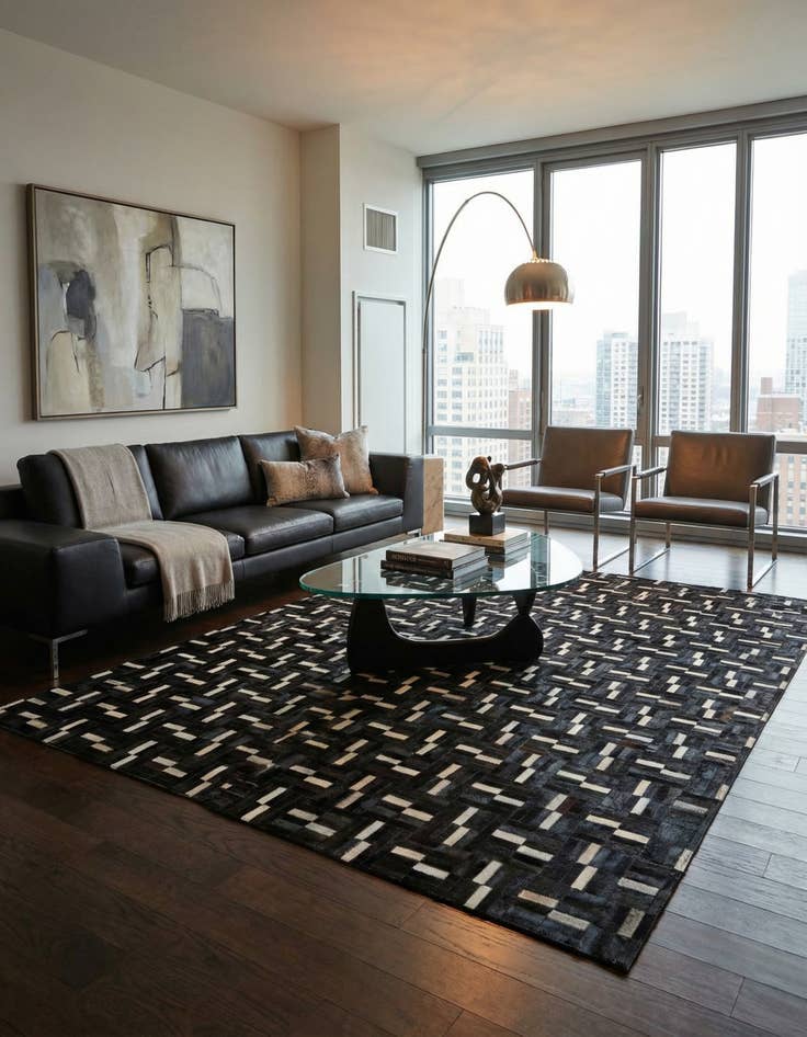 Detail image of 5' 1 x 8' 1 Cowhide Leather Rug