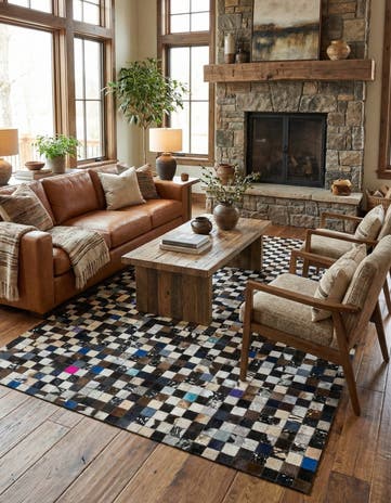 5' x 8' Cowhide Leather Rug