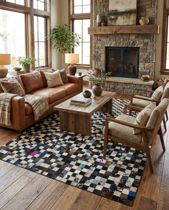 5' x 8' Cowhide Leather Rug