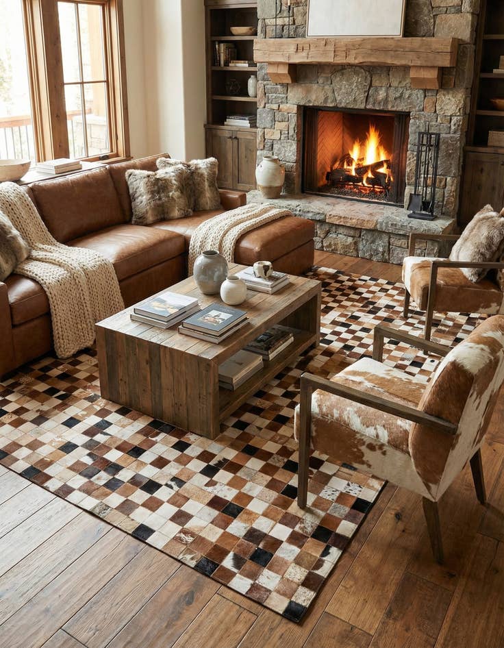 Detail image of  8' x 10' Cowhide Leather Rug