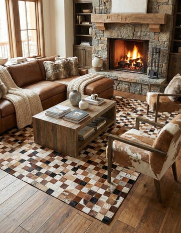 8' x 10' Cowhide Leather Rug
