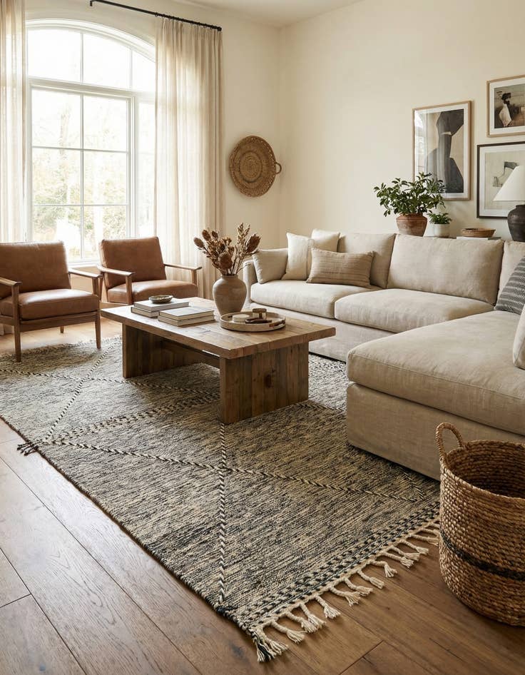 Detail image of 6' 7 x 9' 10  Hand Knotted Moroccan Wool Rug