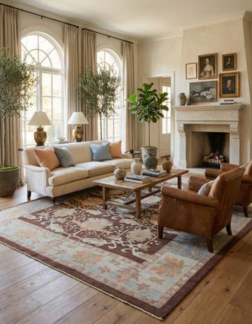 10' 10 x 13' 5 Hand Knotted Oushak Wool Rug