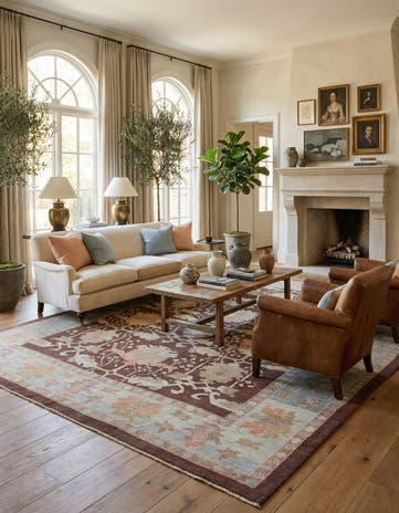 10' 10 x 13' 5 Hand Knotted Oushak Wool Rug