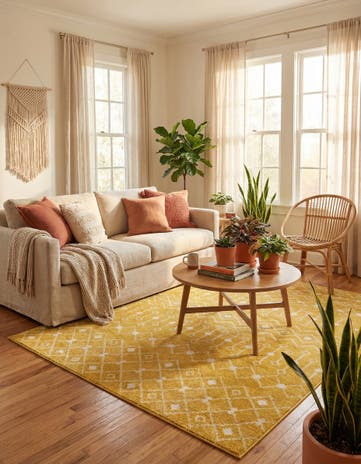 Yellow Moroccan Trellis Rug