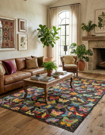 5' 7 x 7' 9 Hand Woven Kilim Suzani Wool Rug