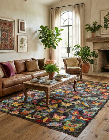 5' 7 x 7' 9 Hand Woven Kilim Suzani Wool Rug