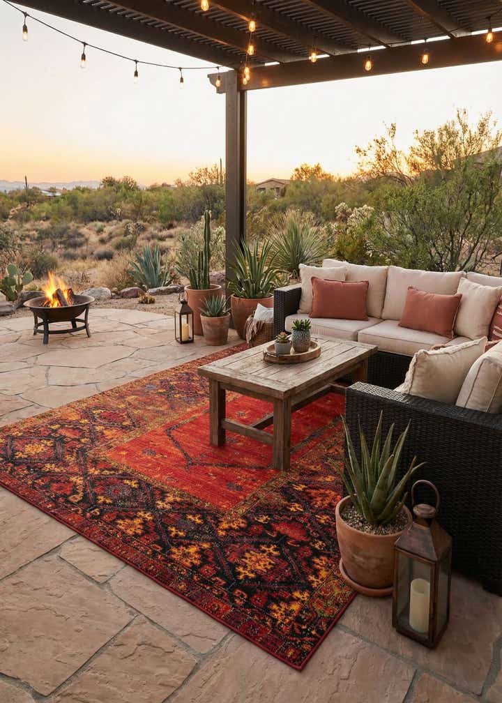 10' x 13' Easy-Clean Tribal Indoor / Outdoor Rug