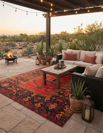 10' x 13' Easy-Clean Tribal Indoor / Outdoor Rug