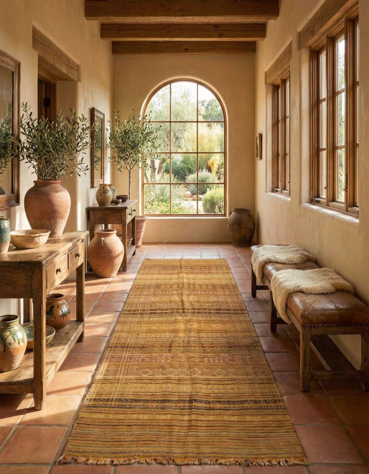 Detail image of 3' 4 x 9' 7  Hand Woven Kilim Fars Wool Runner Rug