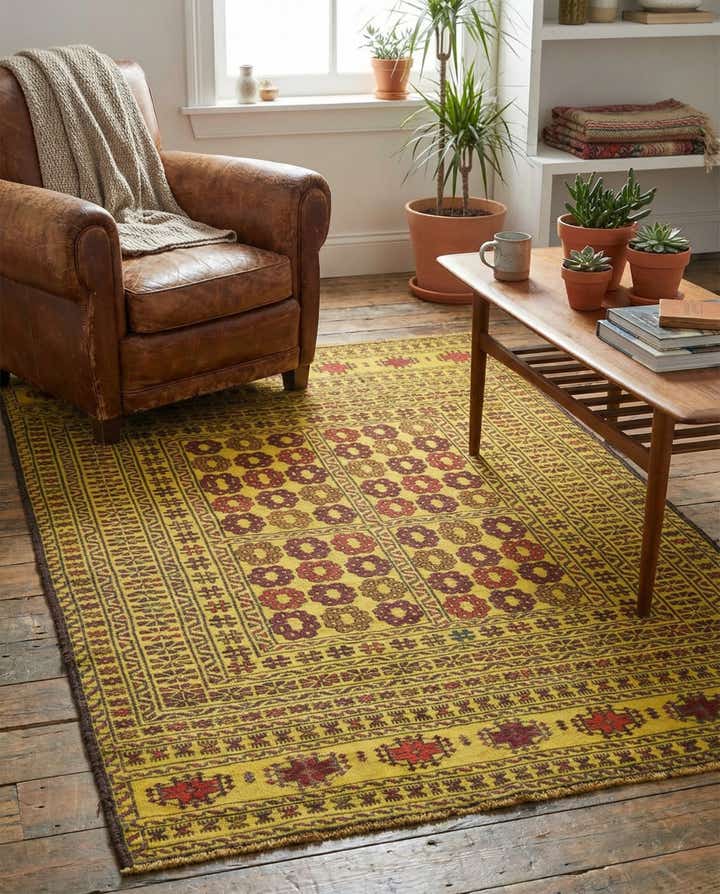 4' 2 x 6' 3 Hand Woven Kilim Afghan Wool Rug