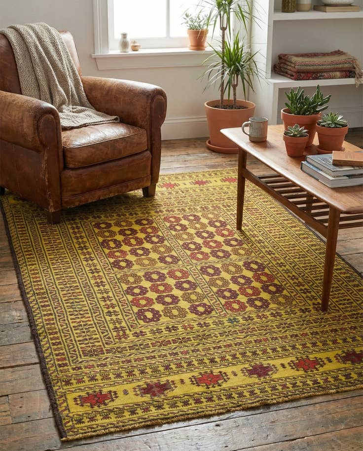 Detail image of 4' 2 x 6' 3 Hand Woven Kilim Afghan Wool Rug