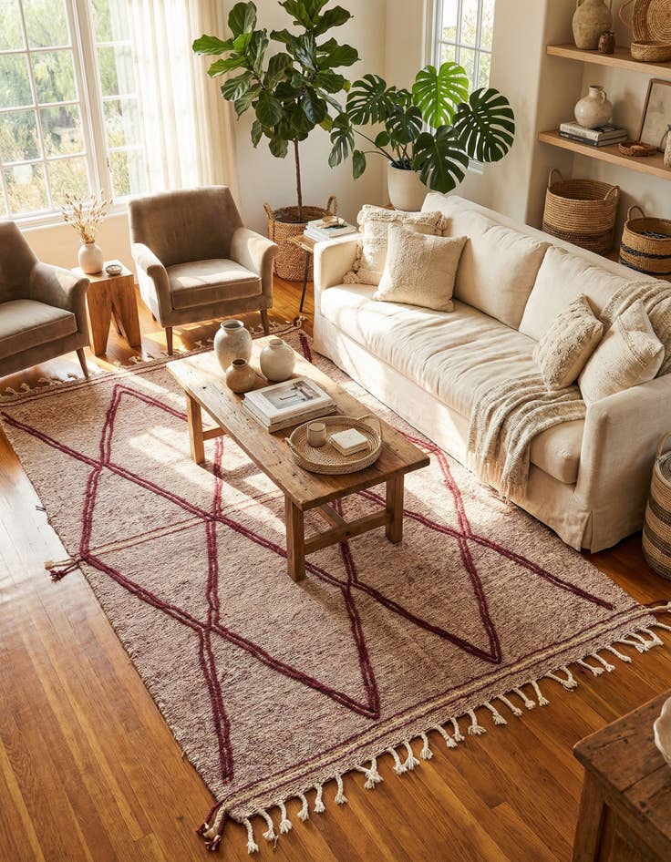 Detail image of 6' 5 x 9' 8  Hand Knotted Moroccan Wool Rug