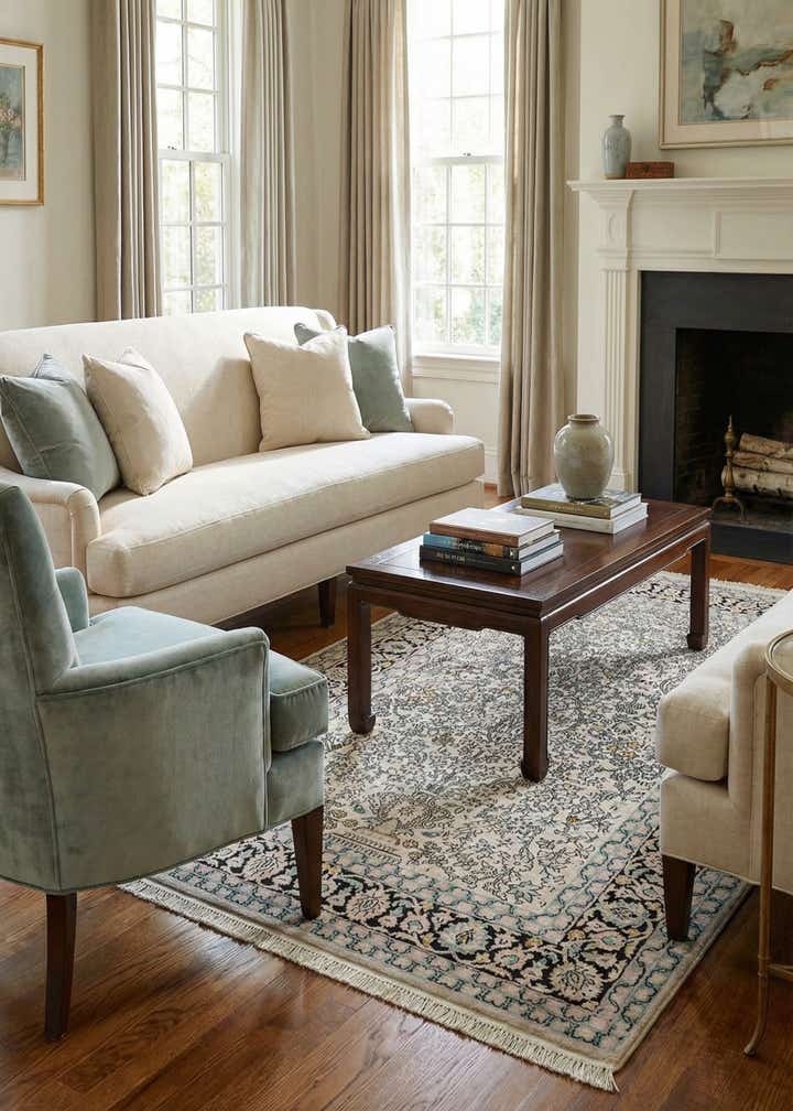 4' x 6' 1 Hand Knotted Kashmir Oriental Rug