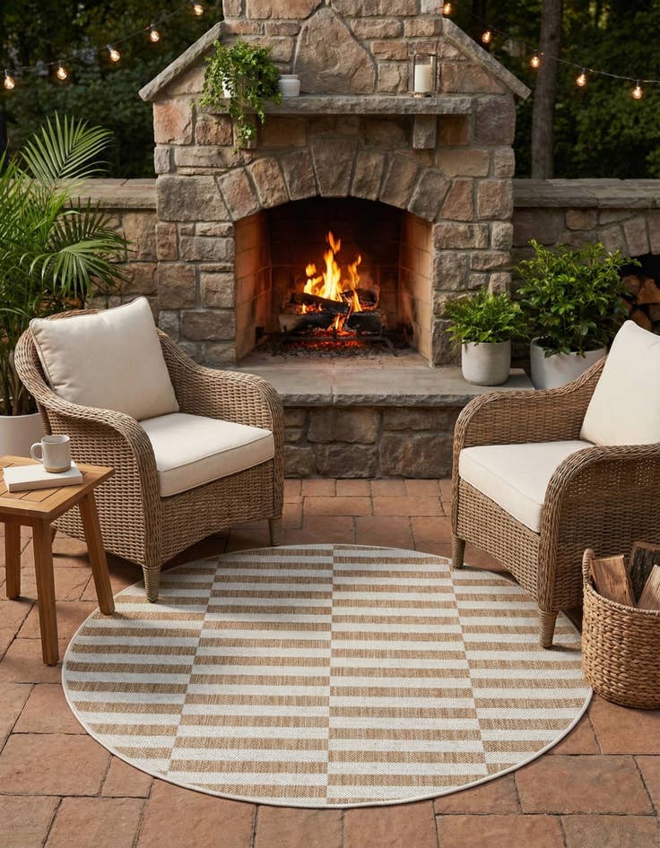 Detail image of  2' 7 x 4'  Washable Ribbon Indoor / Outdoor Hearth Rug