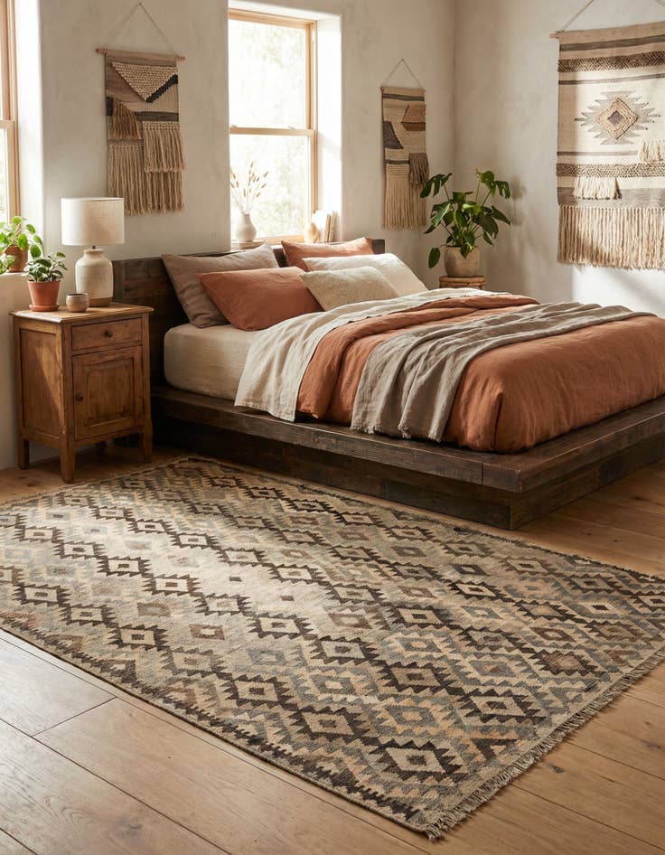 Detail image of 6' 10 x 9' 9  Hand Woven Kilim Maymana Wool Rug