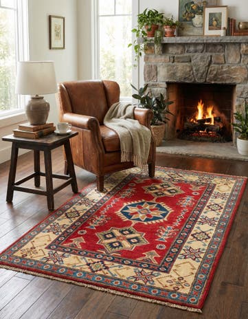 2' 7 x 4' Hand Knotted Kazak Rug