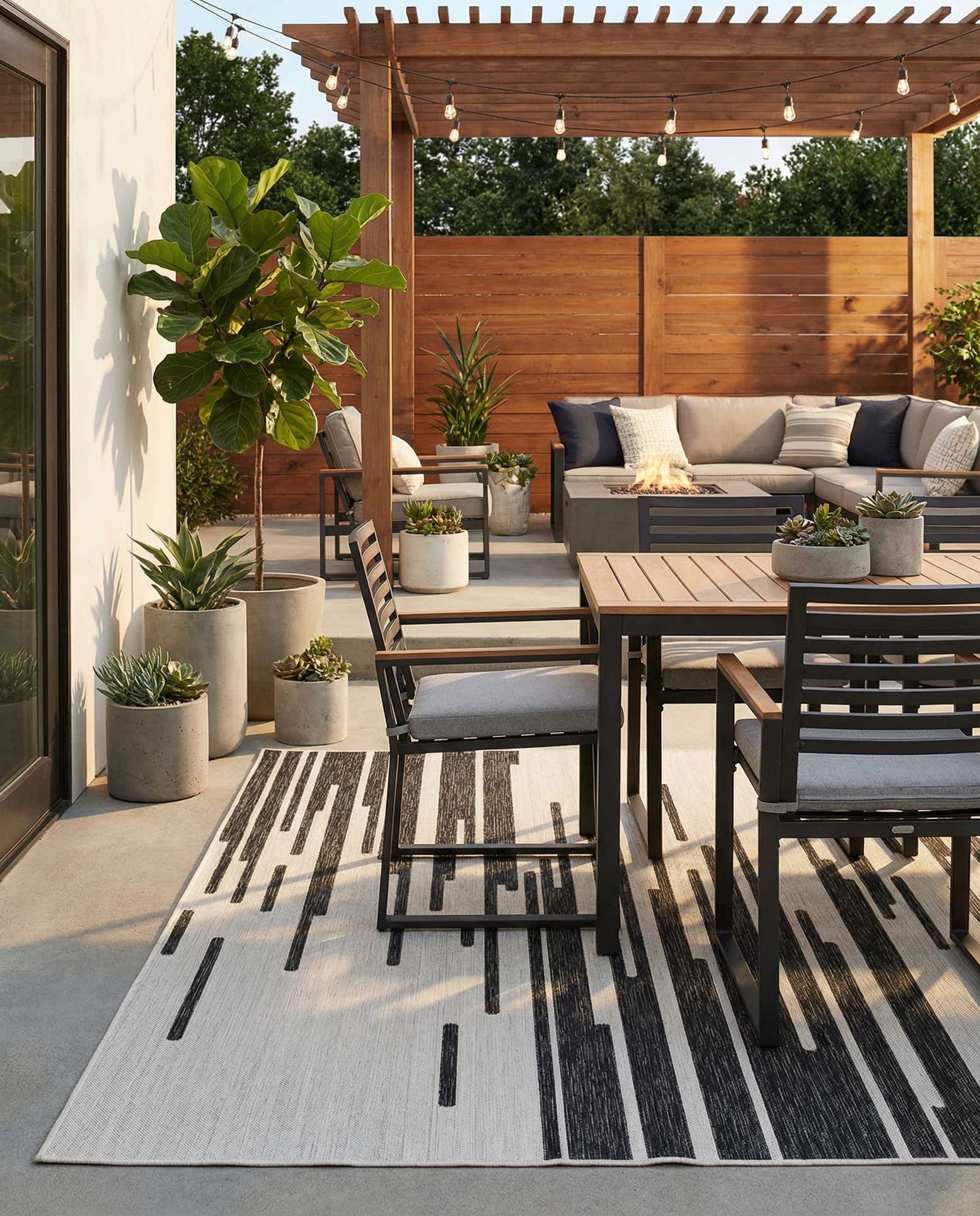 7' 10 x 10' Easy-Clean Modern Indoor / Outdoor Rug