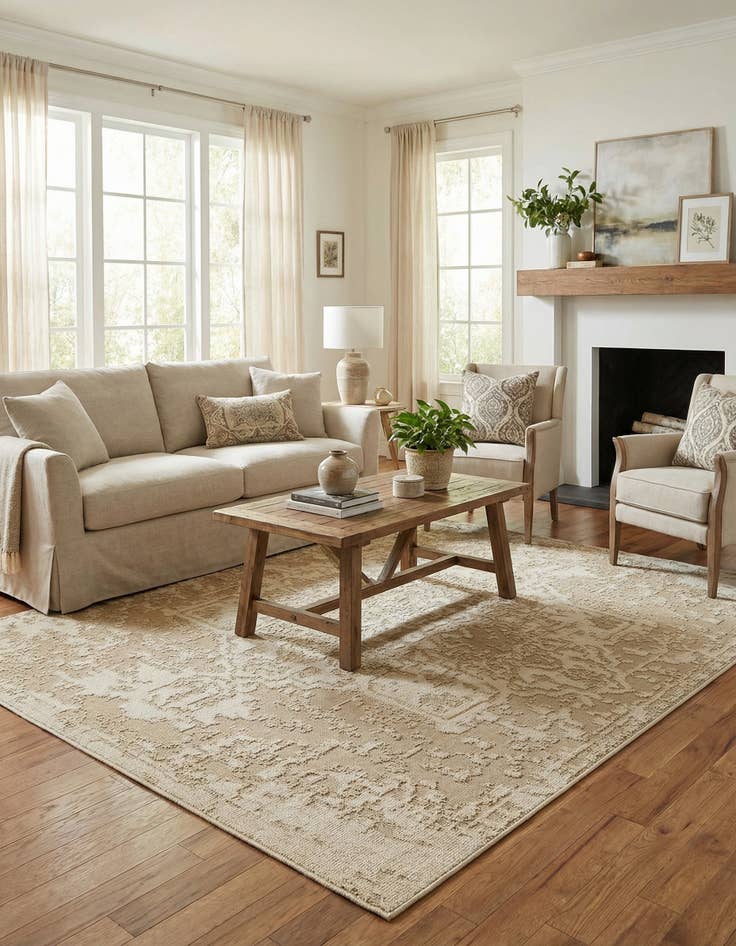 Detail image of  7' 10 x 10'  Washable Traditional Indoor / Outdoor Rug