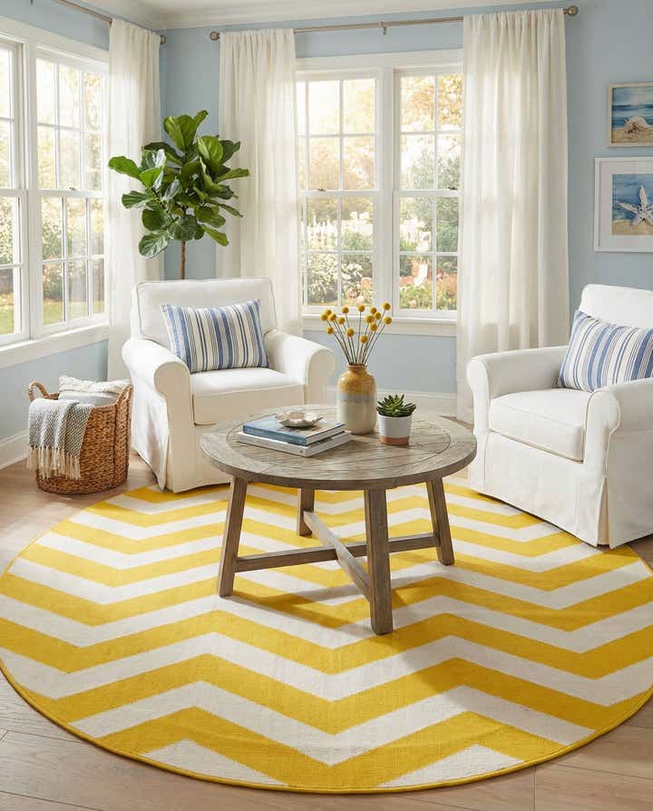 7' x 7' Easy-Clean Coastal Indoor / Outdoor Round Rug