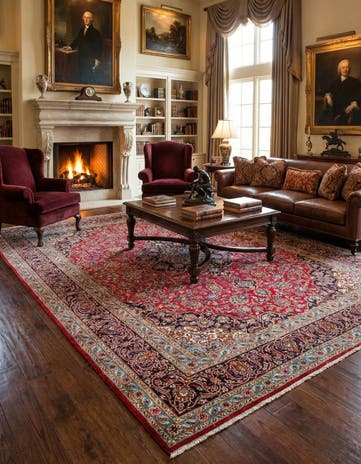 9' 10 x 12' 3 Hand Knotted Mashad Persian Wool Rug