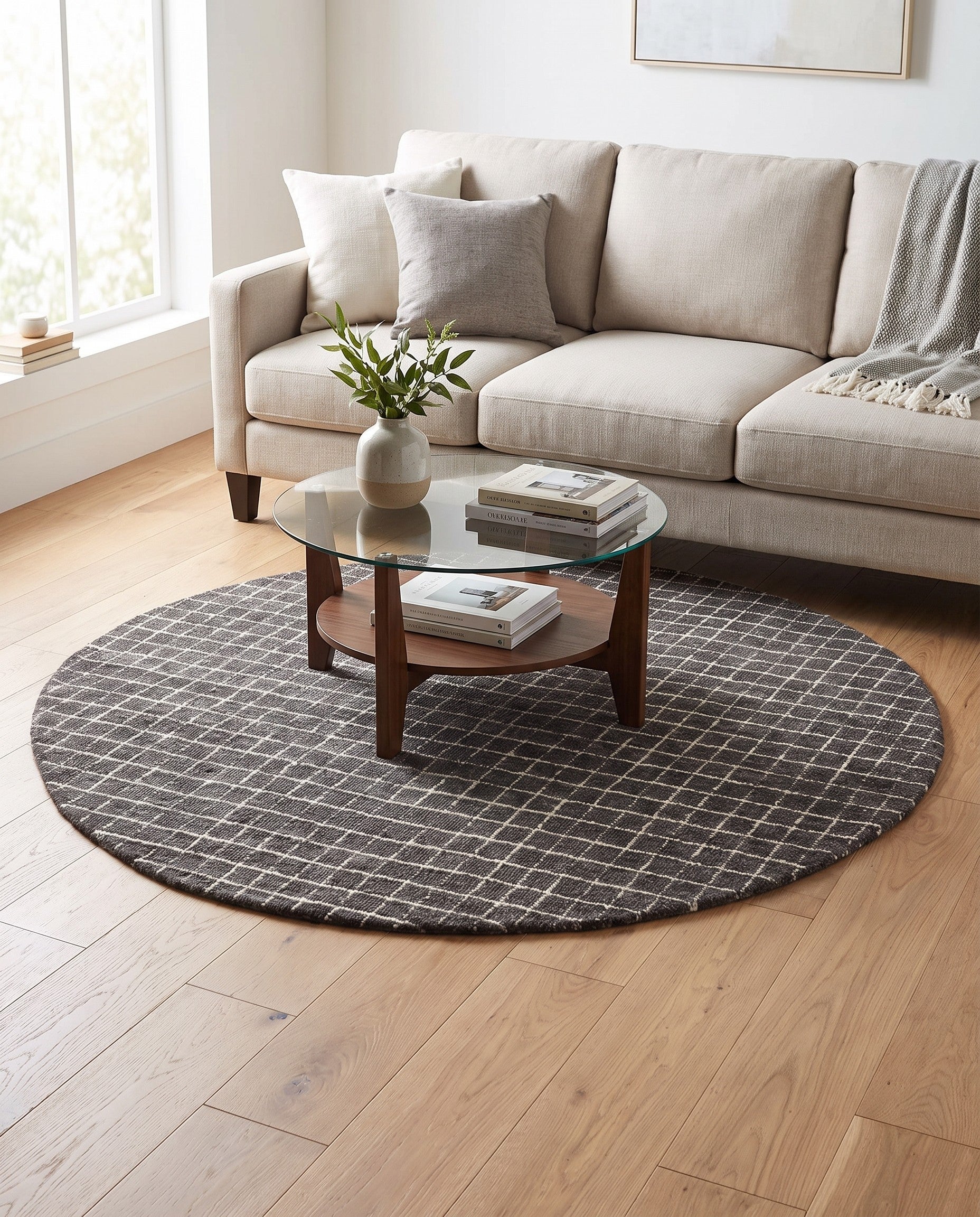 Storm Cloud Gray Heritage Line Wool Round Rug