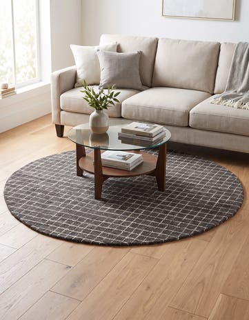 Storm Cloud Gray Heritage Line Wool Round Rug