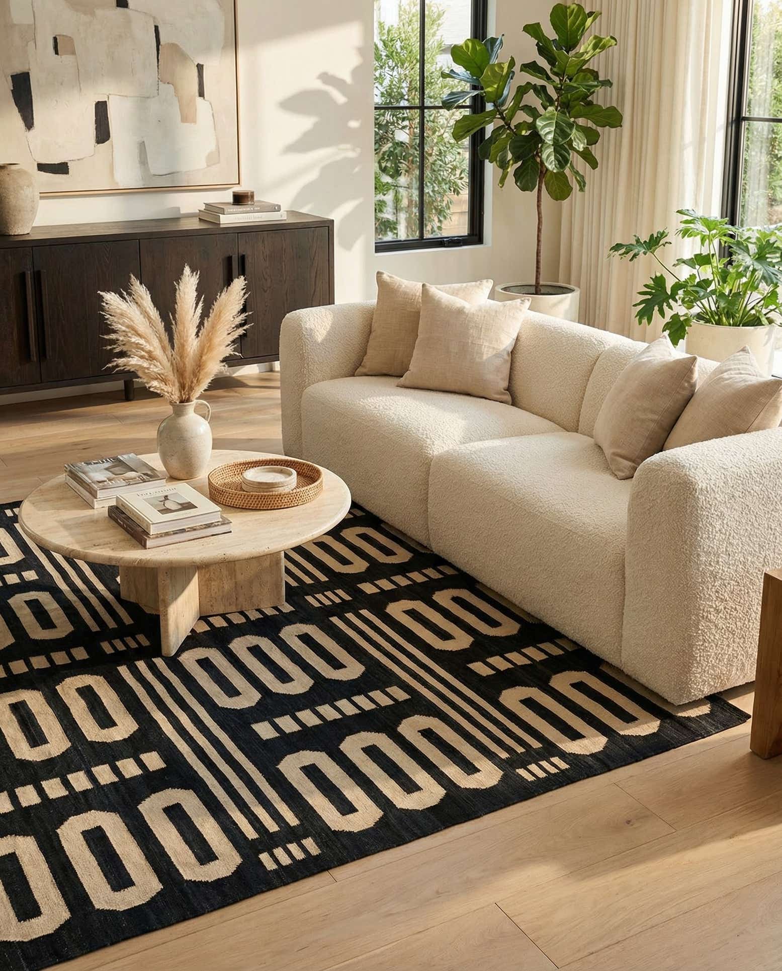6' 6 x 9' 8 Hand Woven Kilim Modern Wool Rug