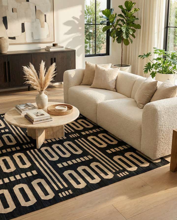 6' 6 x 9' 8 Hand Woven Kilim Modern Wool Rug