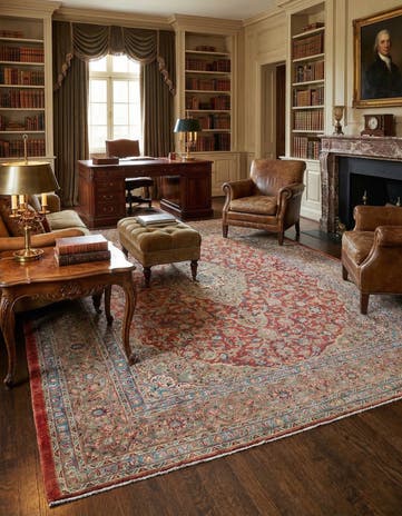 9' 8 x 13' Hand Knotted Mashad Persian Wool Rug