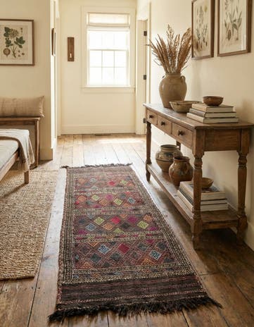 2' x 5' 7 Hand Knotted Kilim Fars Persian Wool Runner Rug