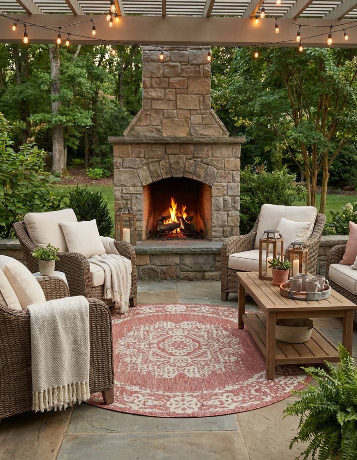 Detail image of 3' x 6'  Washable Traditional Indoor / Outdoor Hearth Rug