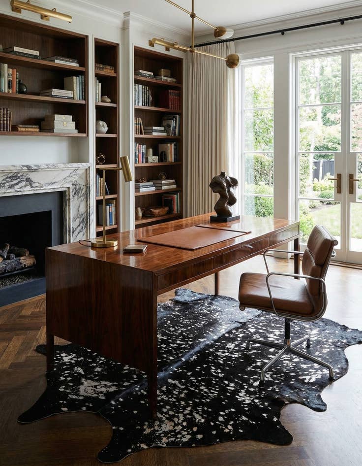 Detail image of 6' 3 x 7' 3 Cowhide Leather Rug