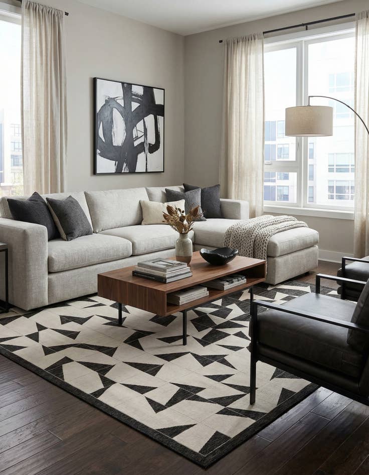 Detail image of 13' x 13'  Washable Modern Indoor / Outdoor Square Rug