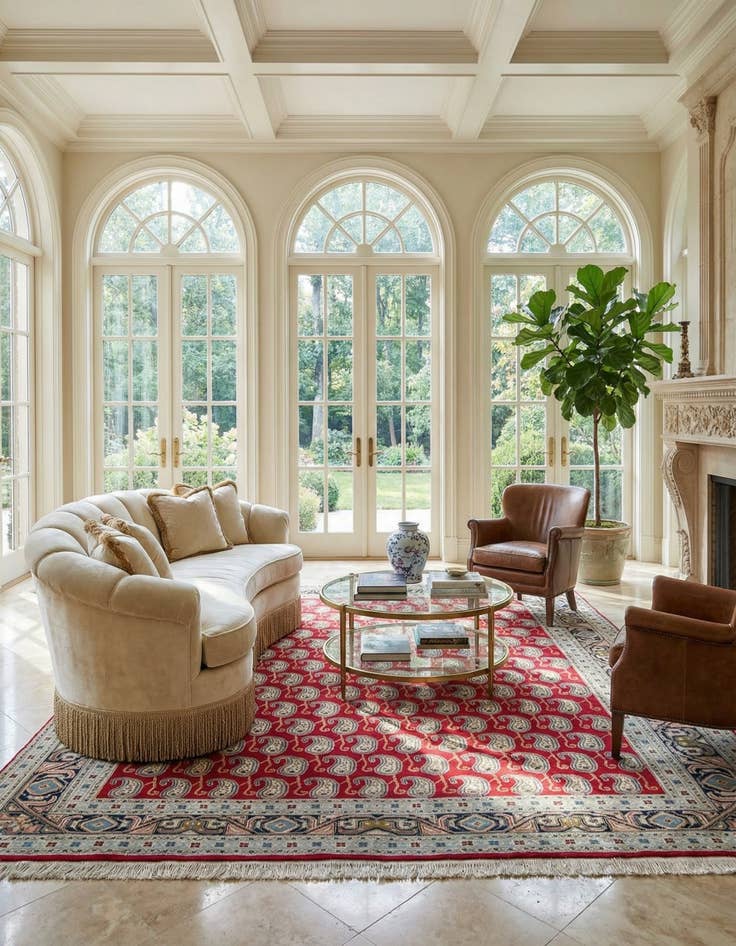 Detail image of 9' 4 x 12' 9  Hand Knotted Isfahan Persian Wool Rug