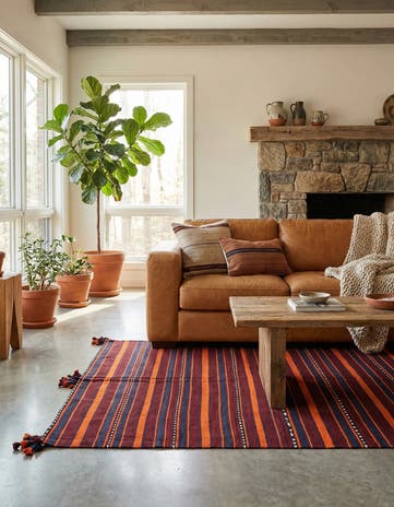 5' 3 x 9' 10 Hand Woven Kilim Fars Wool Rug
