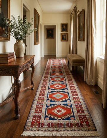 3' 4 x 11' 2 Hand Knotted Ardabil Wool Runner Rug