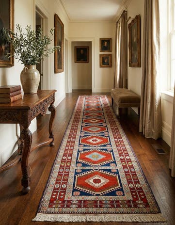 3' 4 x 11' 2 Hand Knotted Ardabil Wool Runner Rug