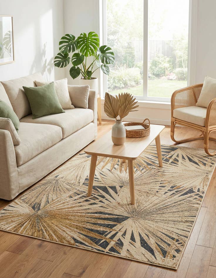 Detail image of 5' x 8' Easy-Clean Botanical Indoor / Outdoor Rug